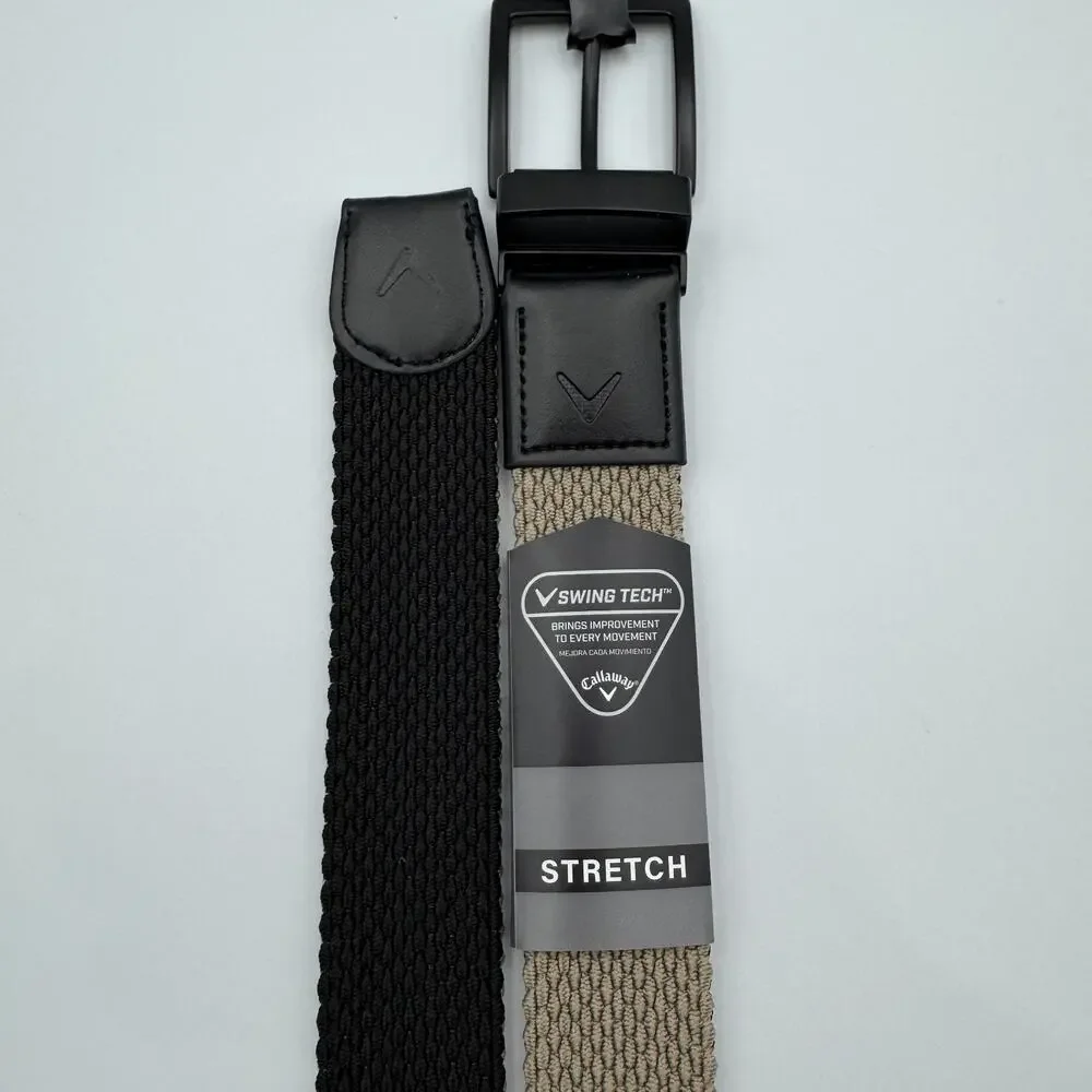 Callaway Swing Tech Reversible Belt Braided Khaki/Black Stretch XL 42-44 NWT